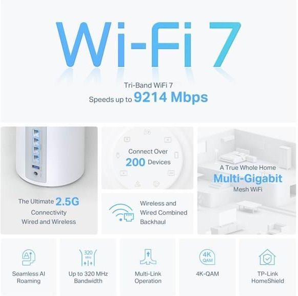 Router Tp-Link BE9300 Mesh WiFi 7 System (DECOBE653PACK