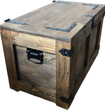 Weeco Rustykalna Skrzynia Z Drewna Na Kołach 80x47x45cm Kufer Drewniany Z Metalowymi Elementami - zdjęcie 1