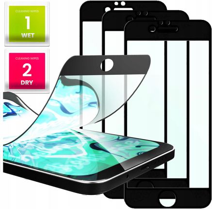 3X Szkło Hybrydowe Do Iphone 7 8 (Szybka 9H, 5D, Ochronne, Na Cały Ekran)