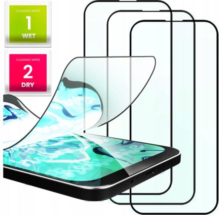 3X Szkło Hybrydowe Do Iphone 15 Pro Max (Szybka 9H,Ochronne, Na Cały Ekran)