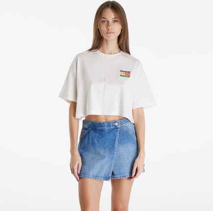 Tommy Jeans Oversized Cropped Summer Flag Tee Ancient White