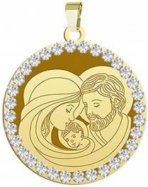 Złoty Medalik Święta Rodzina 925 Chrzest Komunia Prezent GRAWER GRATIS