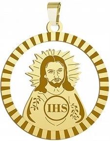 Prezent Złoty Medalik z Panem Jezusem Chrzest Święty 925 GRAWER GRATIS