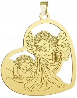 Złoty Medalik z Aniołem Stróżem 925 Prezent na Święta GRAWER GRATIS