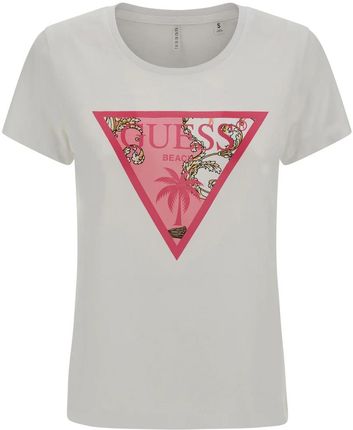 Damska Koszulka z krótkim rękawem Guess SS CN Triangle Logo Tee E3Gi00Ja914-P63W – Biały
