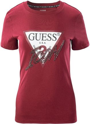 Damska Koszulka z krótkim rękawem Guess SS CN Icon Tee W2Bi12I3Z13-G5B7 – Bordowy