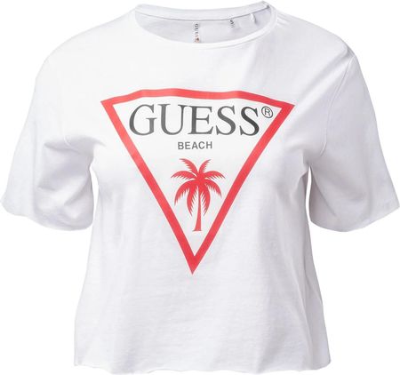 Damska Koszulka z krótkim rękawem Guess SS CN Logo Crop Tee E02I01Ja914-A009 – Biały