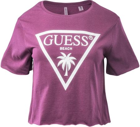 Damska Koszulka z krótkim rękawem Guess SS CN Logo Crop Tee E02I01Ja914-G4C8 – Fioletowy