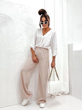 Eleganckie spodnie damskie beżowe (8247)