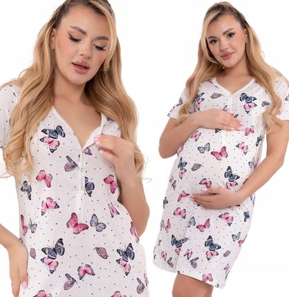 Koszula Nocna Piżama Ciążowa Do Porodu Karmienia Na Napy XL