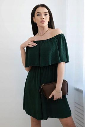 Sukienka hiszpanka taliowana ciemno zielona