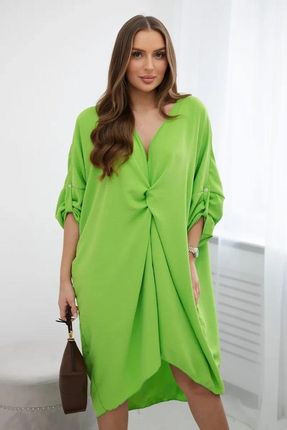 Sukienka oversize midi z dekoltem V jasno zielona