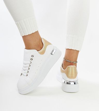 Hers Sportowe buty białe damskie sneakersy na platformie r. 38