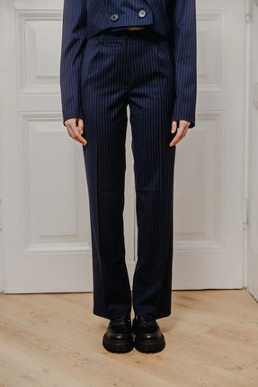 Spodnie damskie typu palazzo z lekko rozszerzaną nogawką (Granatowy, XS)