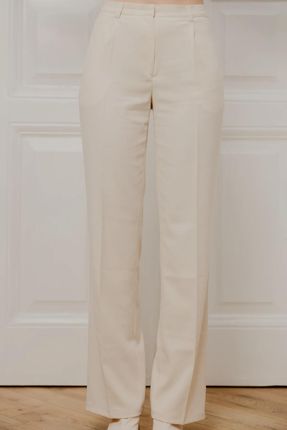 Spodnie damskie typu palazzo z lekko rozszerzaną nogawką (Śmietankowy, XS)