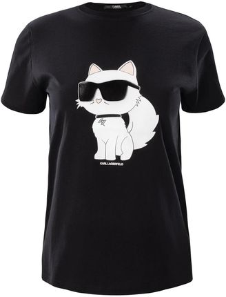 Damska Koszulka z krótkim rękawem Karl Lagerfeld Ikonik 2.0 Choupette T-Shirt 230W1703-999 – Czarny