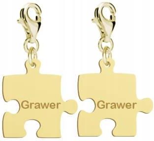 Złote Charmsy Puzzel Przyjaźni 925 Prezent Biżuteria GRAWER GRATIS