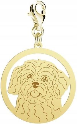 Charms Złoty z psem Maltipoo 925 Prezent Biżuteria Kobieta DEDYKACJA GRATIS
