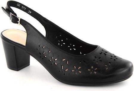 Sandały damskie pełne ażurowe czarne Sergio Leone SK179