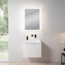 Rivea Dia Szafka Szer.61 Cm 1 Szuflada Umywalka Bez Otworu Na Baterię Biały Szafka Z Lustrem N60 Br0036Wh+Br0053Wh+Bn0491Mi