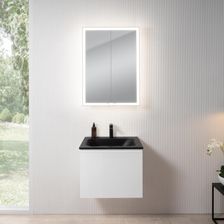 Rivea Dia Szafka Szer.61 Cm 1 Szuflada Umywalka 1 Otwór Na Baterię Czarny Mat Szafka Z Lustrem N60 Br0036Wm+Br0048Bm+Bn0491Mi