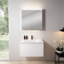 Rivea Dia Szafka Szer.81 Cm 1 Szuflada Umywalka 1 Otwór Na Baterię Biały Szafka Z Lustrem N50 Br0037Wm+Br0049Wh+Bn0473Mi