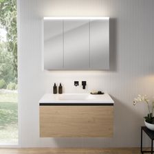 Rivea Dia Szafka Szer. 101 Cm 1 Szuflada Umywalka Bez Otworu Na Baterię Biały Mat Szafka Z Lustrem N50 Br0038So+Br0055Wm+Bn0474Mi