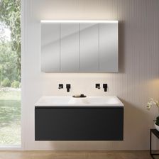 Rivea Dia Szafka Szer. 121 Cm 1 Szuflada Podwójna Umywalka Bez Otworu Na Baterię Biały Szafka Z Lustrem N50 Br0039Bm+Br0057Wh+Bn0510Mi