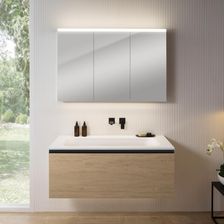 Rivea Dia Szafka Szer. 121 Cm 1 Szuflada Umywalka Bez Otworu Na Baterię Biały Mat Szafka Z Lustrem N50 Br0039So+Br0056Wm+Bn0475Mi