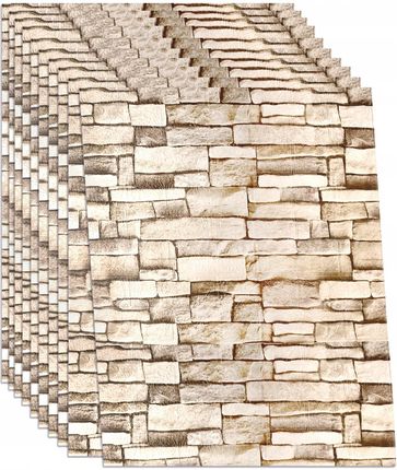 Domzpaneli 10x Tapeta Cegła Samoprzylepna Panel Ścienny 3D Salon Imitacja Kamień Mur