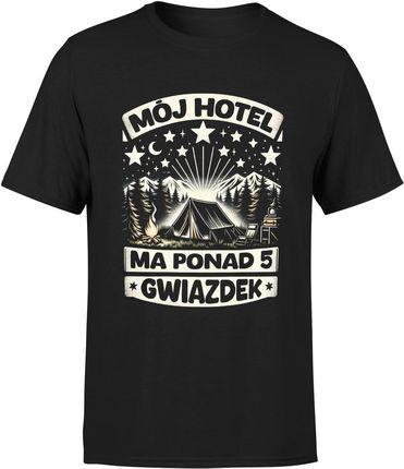 Mój hotel ma ponad 5 gwiazdek Namiot Las Natura Męska koszulka (XXL, Czarny)