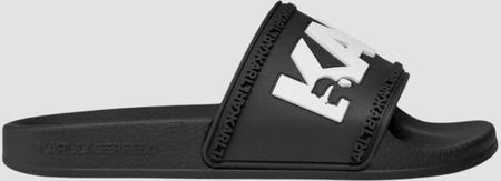 KARL LAGERFELD Czarne klapki Kondo Karl Logo Slide