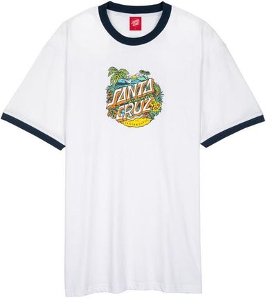 koszulka SANTA CRUZ - Aloha Dot Front Ringer Custom T-Shirt White (WHITE) rozmiar: L
