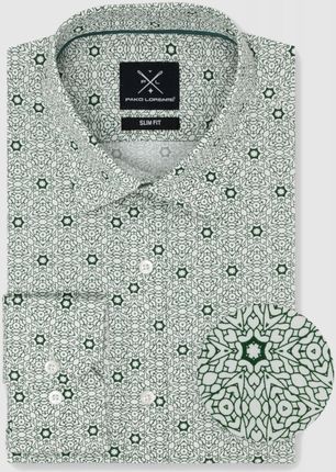 Biała koszula w zielony wzór męska Pako Lorente roz. S