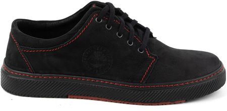 Buty męskie skórzane casual 894J czarne z czerwonym