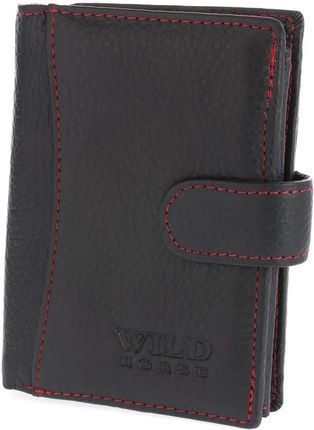 Męski portfel skórzany  Wild Horse 01A  czarny z czerwonymi akcentami RATY 0% | PayPo | GRATIS WYSYŁKA | ZWROT DO 100 DNI