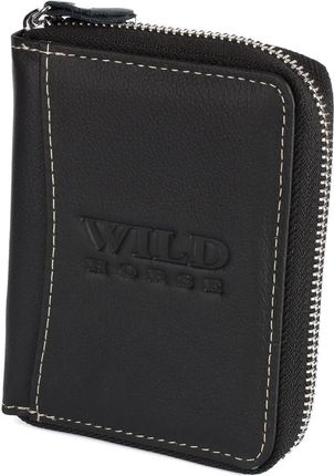 Męski portfel skórzany  Wild Horse 06 czarny z białymi akcentami RATY 0% | PayPo | GRATIS WYSYŁKA | ZWROT DO 100 DNI