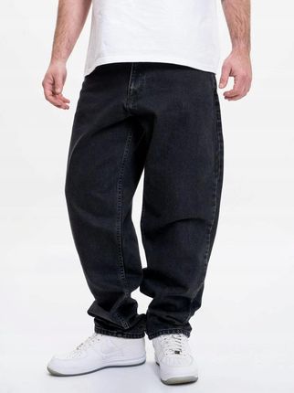 Szerokie Spodnie Jeansowe Męskie Baggy Sprane Czarne Jigga Wear Icon 5XL