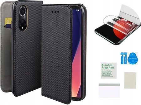 Martech Etui Z Klapką Do Huawei Nova 9 Czarny Smart Magnet Case +Folia Ochronna Tpu