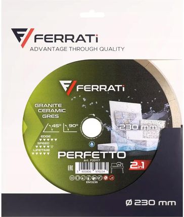 Ferrati Perfetto Tarcza Diamentowa Do Płytek Gresu Kamienia 230x25,4mm F20117 - zdjęcie 2