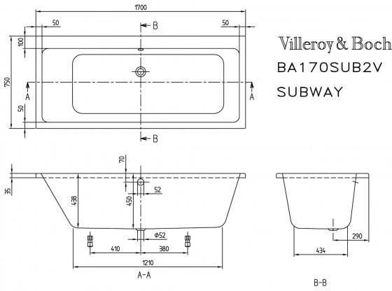 Wanna Villeroy&Boch Subway Duo 170x75 star white BA170SUB2V-96 - Opinie ...