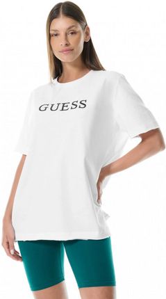 Damski t-shirt oversize Guess Athena Maxi T-shirt - biały