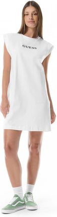 Damska sukienka shirtowa Guess Athena Jersey Dress - biała