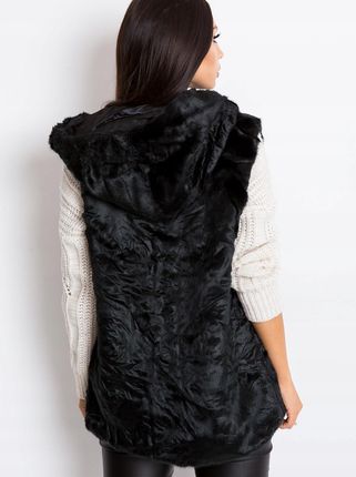 Wool Fashion Italia Czarna Kamizelka Ze Sztucznego Futra (L/XL) Czarny