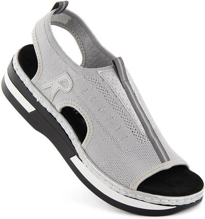 Komfortowe sandały damskie wsuwane metallic Rieker V59B5-90