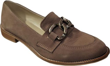 Skórzane mokasyny brązowe obcas płaski 2 cm nr 37