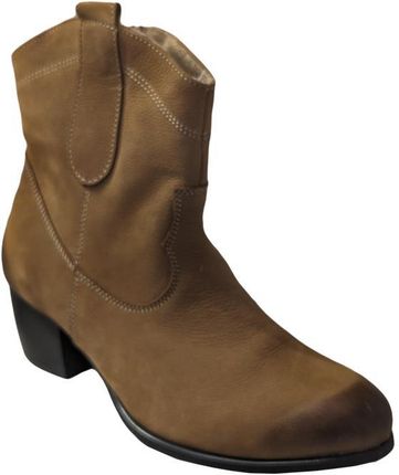 Skórzane botki camel nubuk obcas 5 cm nr 37