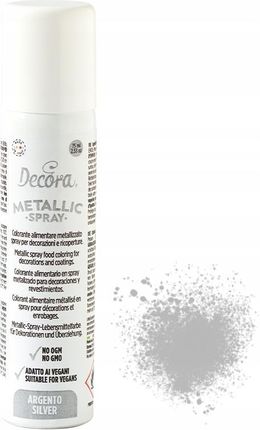 Decora Spray Spożywczy Metaliczny Srebrny Bez E171 75ml