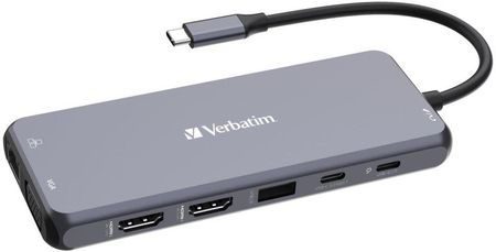 Verbatim Hub USB Multi Port CMH-14: 1x USB-C PD, 3xUSB-A 3.0, 1xUSB-C 3.0, 2xUSB-A 2.0, 2xHDMI, VGA, RJ-45, SD/microSD, audio (32154)