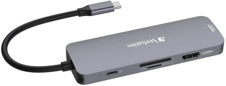 Verbatim Hub USB Multi Port CMH-08: 1x USB-C PD, 3xUSB-A 3.0, 2xHDMI, SD/microSD (32151)
